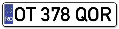 Placuta inmatriculare numar auto  OT-378-QOR, OT 378 QOR, OT378QOR