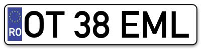 Placuta inmatriculare numar auto  OT-38-EML, OT 38 EML, OT38EML