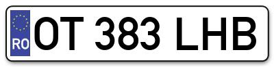 Placuta inmatriculare numar auto  OT-383-LHB, OT 383 LHB, OT383LHB