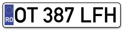 Placuta inmatriculare numar auto  OT-387-LFH, OT 387 LFH, OT387LFH