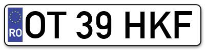 Placuta inmatriculare numar auto  OT-39-HKF, OT 39 HKF, OT39HKF