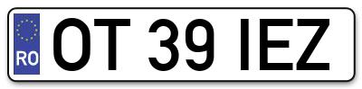 Placuta inmatriculare numar auto  OT-39-IEZ, OT 39 IEZ, OT39IEZ
