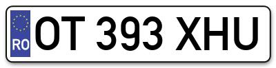 Placuta inmatriculare numar auto  OT-393-XHU, OT 393 XHU, OT393XHU