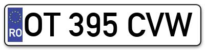 Placuta inmatriculare numar auto  OT-395-CVW, OT 395 CVW, OT395CVW