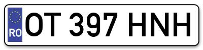 Placuta inmatriculare numar auto  OT-397-HNH, OT 397 HNH, OT397HNH