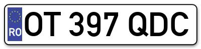 Placuta inmatriculare numar auto  OT-397-QDC, OT 397 QDC, OT397QDC