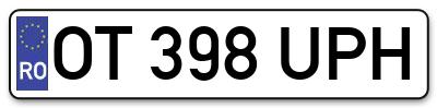 Placuta inmatriculare numar auto  OT-398-UPH, OT 398 UPH, OT398UPH