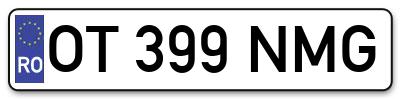 Placuta inmatriculare numar auto  OT-399-NMG, OT 399 NMG, OT399NMG