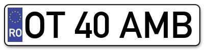 Placuta inmatriculare numar auto  OT-40-AMB, OT 40 AMB, OT40AMB