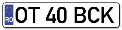 Placuta inmatriculare numar auto  OT-40-BCK, OT 40 BCK, OT40BCK