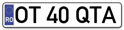Placuta inmatriculare numar auto  OT-40-QTA, OT 40 QTA, OT40QTA