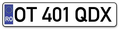 Placuta inmatriculare numar auto  OT-401-QDX, OT 401 QDX, OT401QDX