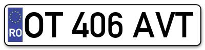 Placuta inmatriculare numar auto  OT-406-AVT, OT 406 AVT, OT406AVT