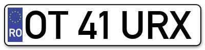 Placuta inmatriculare numar auto  OT-41-URX, OT 41 URX, OT41URX