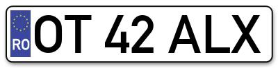 Placuta inmatriculare numar auto  OT-42-ALX, OT 42 ALX, OT42ALX
