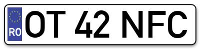 Placuta inmatriculare numar auto  OT-42-NFC, OT 42 NFC, OT42NFC