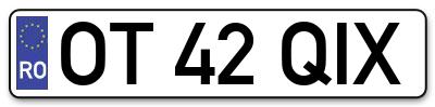 Placuta inmatriculare numar auto  OT-42-QIX, OT 42 QIX, OT42QIX