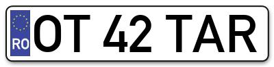 Placuta inmatriculare numar auto  OT-42-TAR, OT 42 TAR, OT42TAR