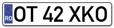 Placuta inmatriculare numar auto  OT-42-XKO, OT 42 XKO, OT42XKO