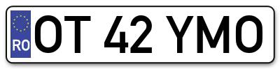 Placuta inmatriculare numar auto  OT-42-YMO, OT 42 YMO, OT42YMO
