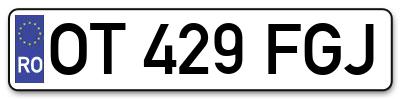Placuta inmatriculare numar auto  OT-429-FGJ, OT 429 FGJ, OT429FGJ