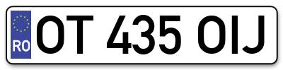 Placuta inmatriculare numar auto  OT-435-OIJ, OT 435 OIJ, OT435OIJ