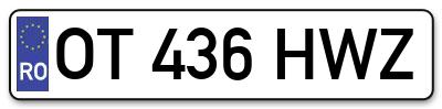 Placuta inmatriculare numar auto  OT-436-HWZ, OT 436 HWZ, OT436HWZ