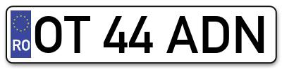 Placuta inmatriculare numar auto  OT-44-ADN, OT 44 ADN, OT44ADN