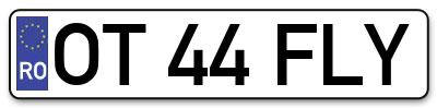 Placuta inmatriculare numar auto  OT-44-FLY, OT 44 FLY, OT44FLY