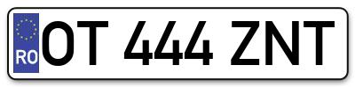 Placuta inmatriculare numar auto  OT-444-ZNT, OT 444 ZNT, OT444ZNT
