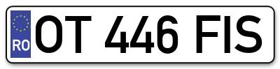 Placuta inmatriculare numar auto  OT-446-FIS, OT 446 FIS, OT446FIS