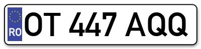 Placuta inmatriculare numar auto  OT-447-AQQ, OT 447 AQQ, OT447AQQ
