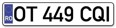 Placuta inmatriculare numar auto  OT-449-CQI, OT 449 CQI, OT449CQI