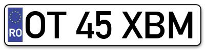Placuta inmatriculare numar auto  OT-45-XBM, OT 45 XBM, OT45XBM