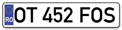 Placuta inmatriculare numar auto  OT-452-FOS, OT 452 FOS, OT452FOS