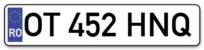 Placuta inmatriculare numar auto  OT-452-HNQ, OT 452 HNQ, OT452HNQ