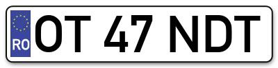 Placuta inmatriculare numar auto  OT-47-NDT, OT 47 NDT, OT47NDT