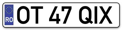 Placuta inmatriculare numar auto  OT-47-QIX, OT 47 QIX, OT47QIX