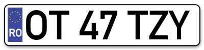 Placuta inmatriculare numar auto  OT-47-TZY, OT 47 TZY, OT47TZY