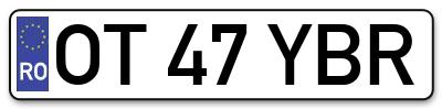 Placuta inmatriculare numar auto  OT-47-YBR, OT 47 YBR, OT47YBR