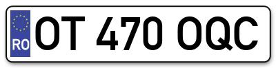 Placuta inmatriculare numar auto  OT-470-OQC, OT 470 OQC, OT470OQC