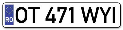 Placuta inmatriculare numar auto  OT-471-WYI, OT 471 WYI, OT471WYI