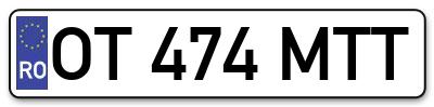 Placuta inmatriculare numar auto  OT-474-MTT, OT 474 MTT, OT474MTT