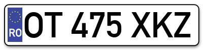 Placuta inmatriculare numar auto  OT-475-XKZ, OT 475 XKZ, OT475XKZ
