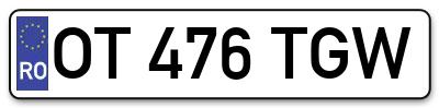 Placuta inmatriculare numar auto  OT-476-TGW, OT 476 TGW, OT476TGW