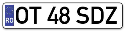 Placuta inmatriculare numar auto  OT-48-SDZ, OT 48 SDZ, OT48SDZ
