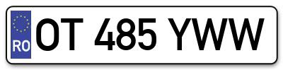 Placuta inmatriculare numar auto  OT-485-YWW, OT 485 YWW, OT485YWW