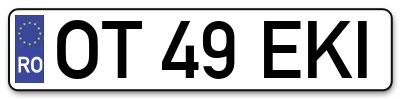 Placuta inmatriculare numar auto  OT-49-EKI, OT 49 EKI, OT49EKI