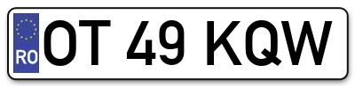 Placuta inmatriculare numar auto  OT-49-KQW, OT 49 KQW, OT49KQW