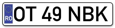 Placuta inmatriculare numar auto  OT-49-NBK, OT 49 NBK, OT49NBK